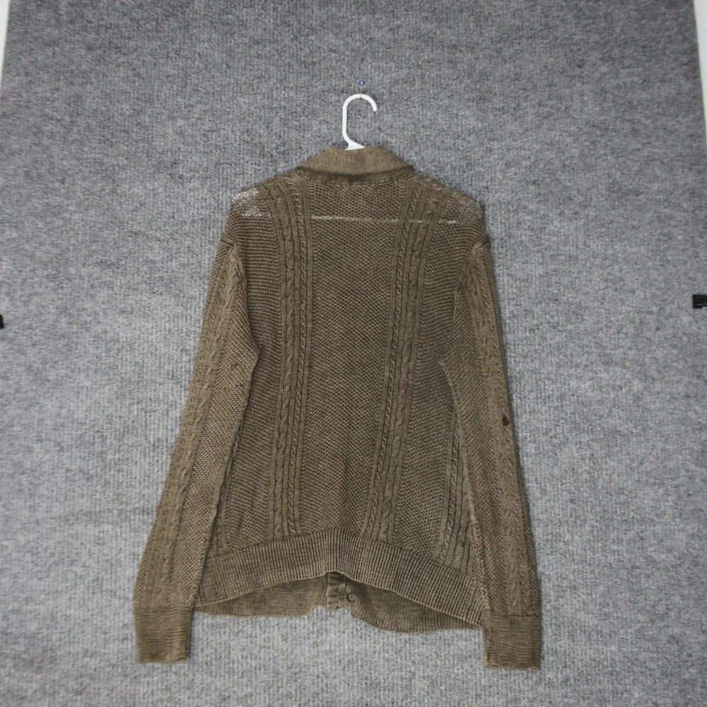 John Varvatos USA Shawl Collar Cardigan Mens M‎ Brown Cable Knit Sweater